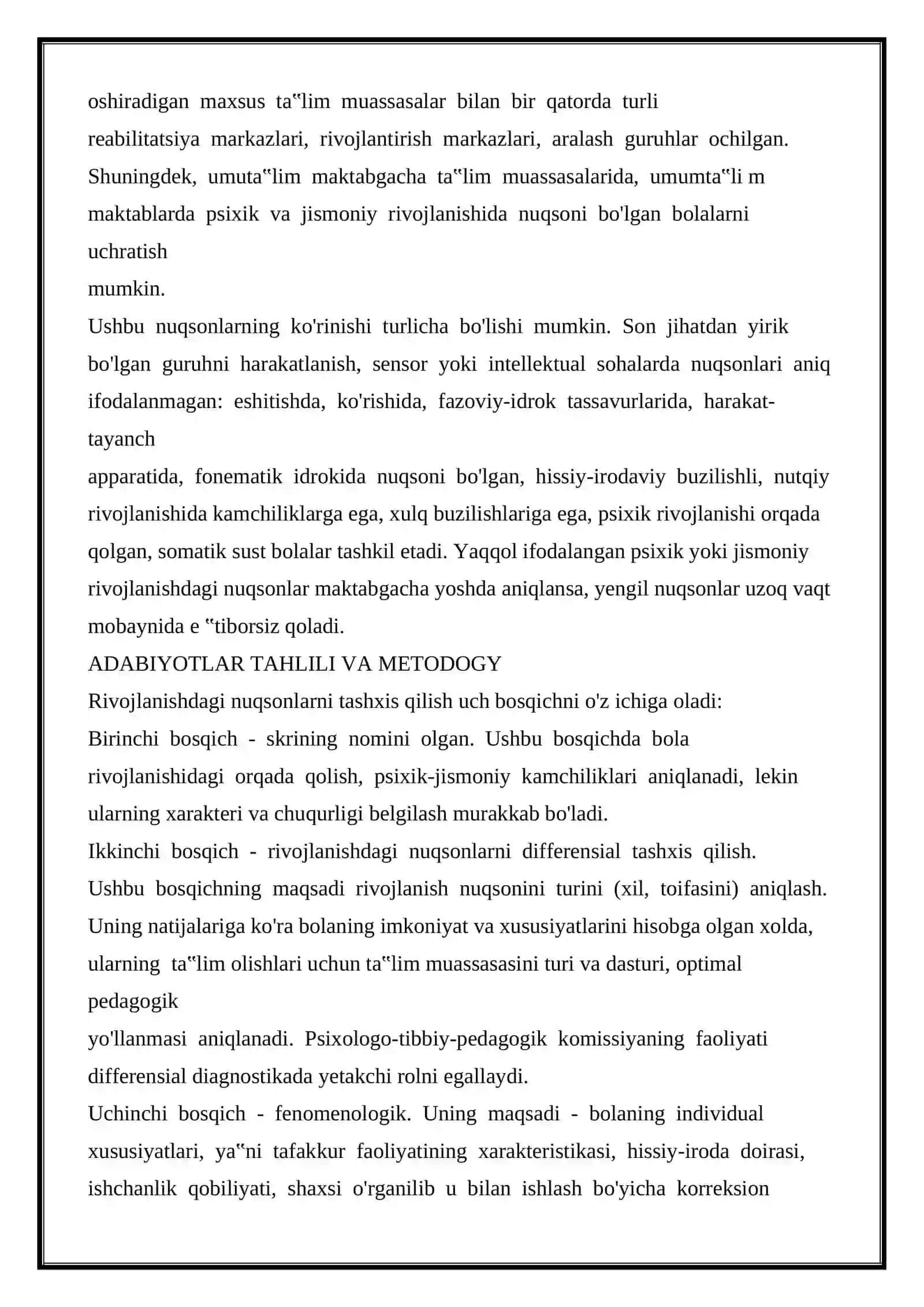 RIVOJLANISHIDA NUQSONI BO'LGAN BOLALARDA BILISH JARAYONINING RIVOJLANISHI 2