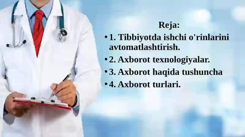 Tibbiyotda ishchi o‘rinlarini avtomatlashtirish 2