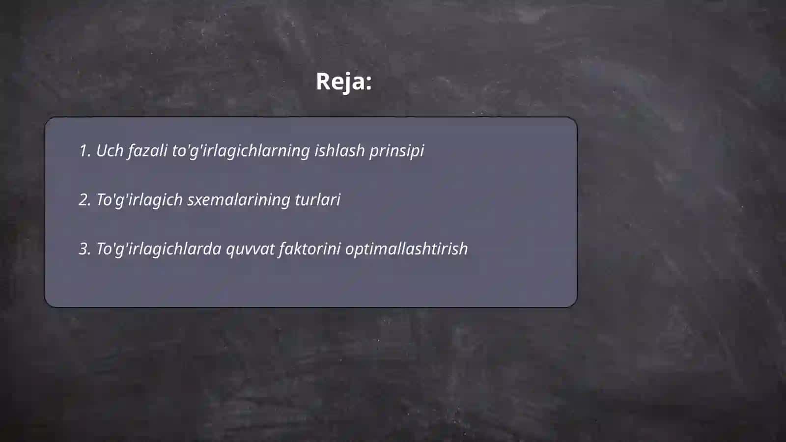 Uch fazali boshqariladigan to'g'irlagich sxemalari 2