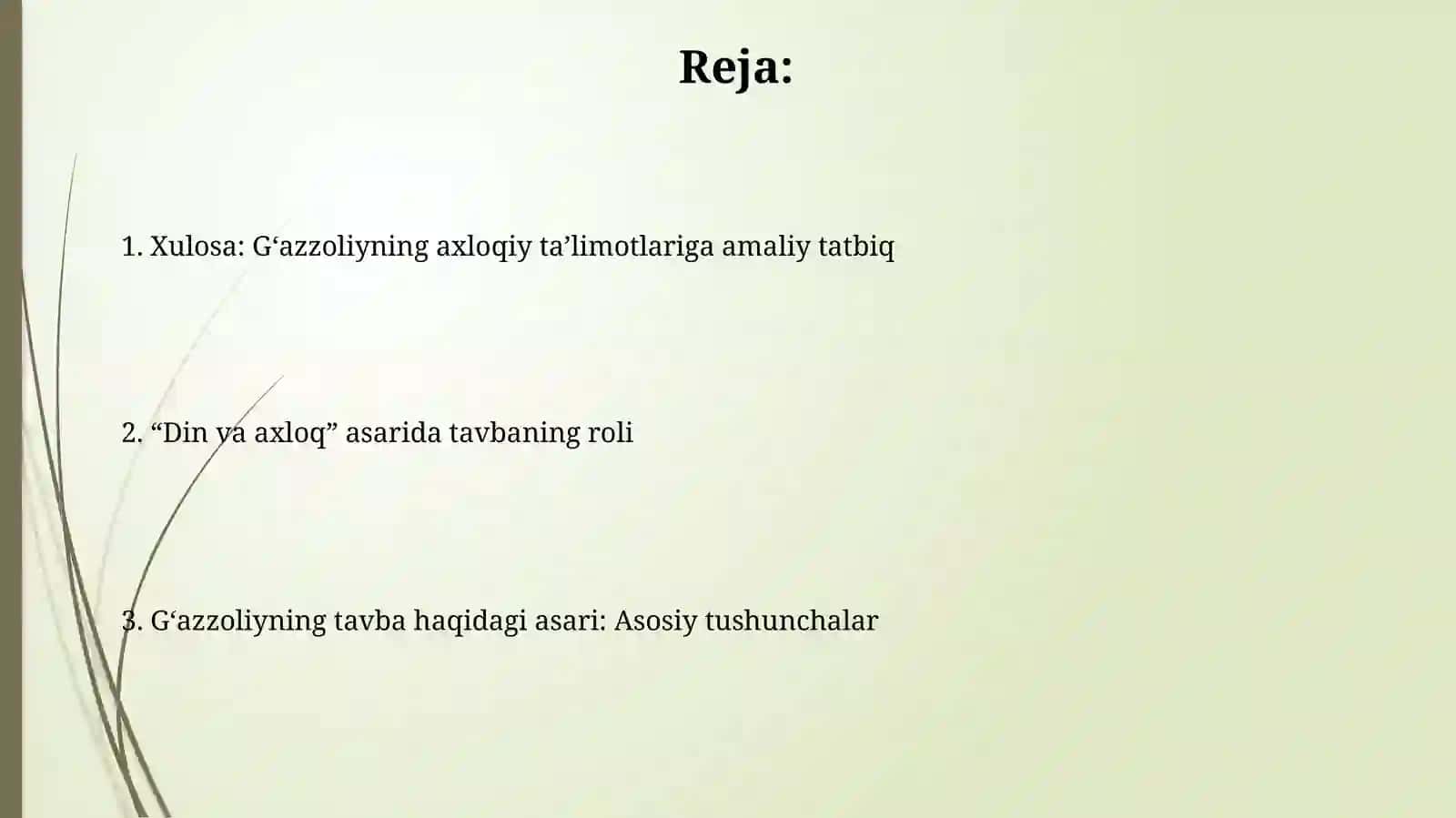 Gʻazaliyning tavba asari asosida Din va axloq asari xaqida esse toyorlash 2