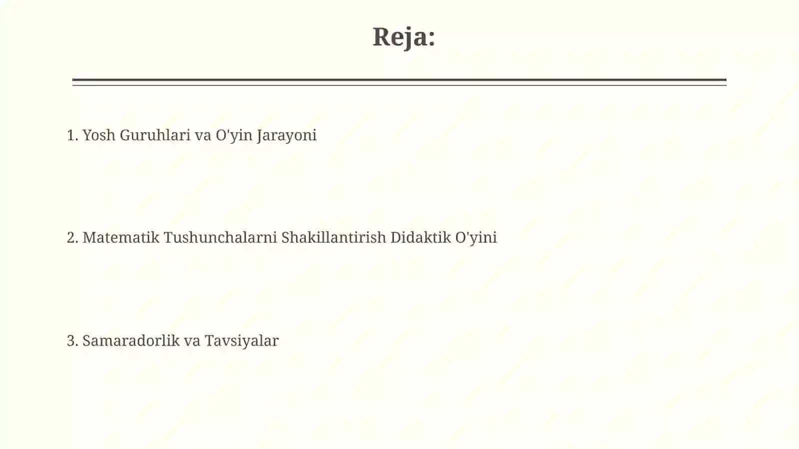 Matematik tasavvurlarni shakllantirish didaktik o'yin 2