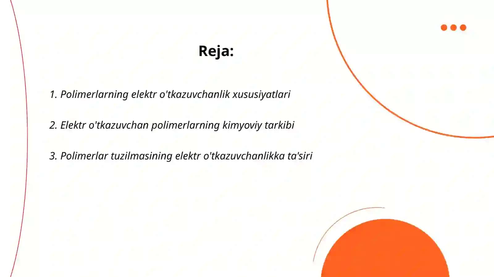 Polimerlarning elektr oʻtkazuvchanligi 2