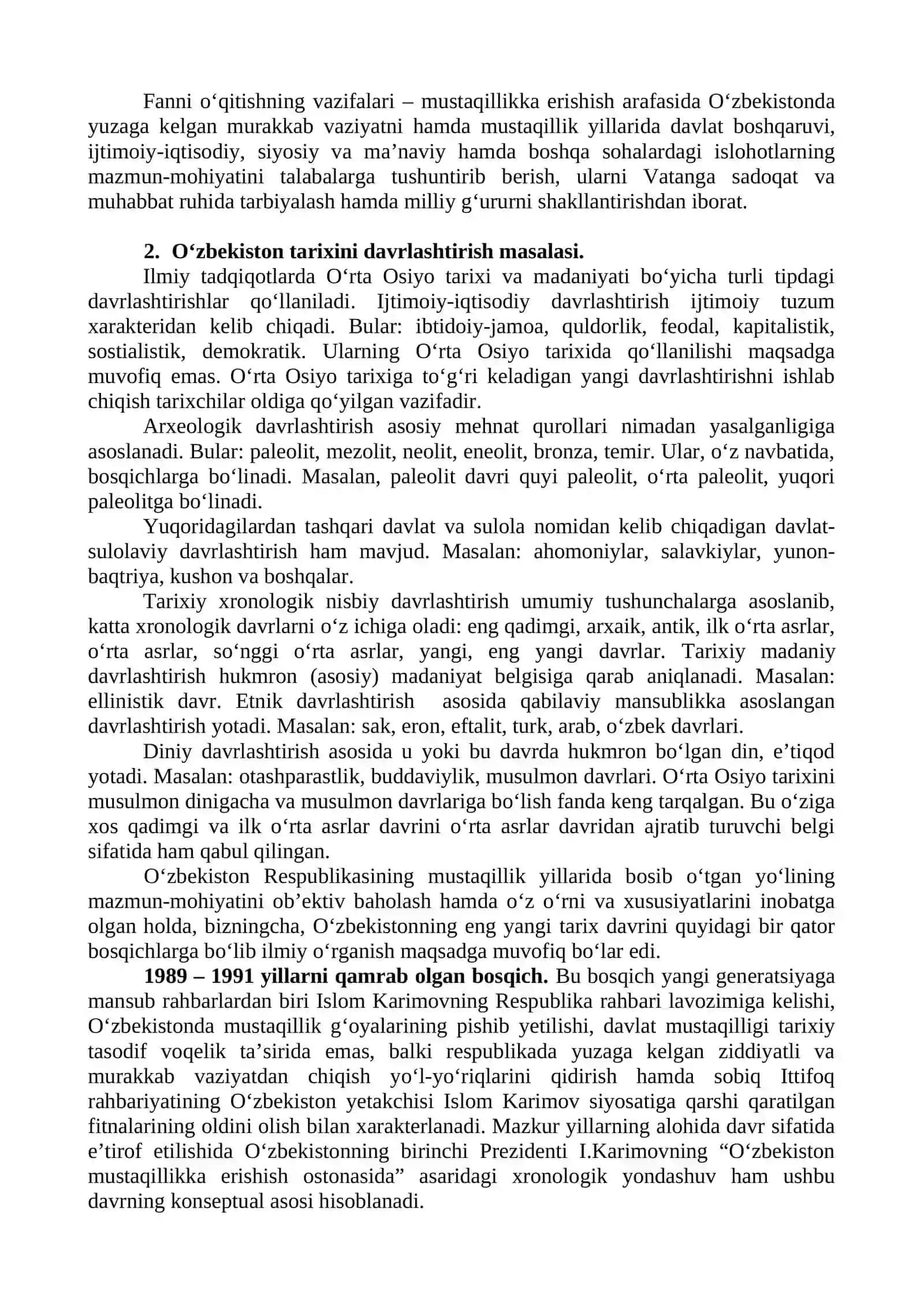 O‘zbekistonning eng yangi tarixi 2