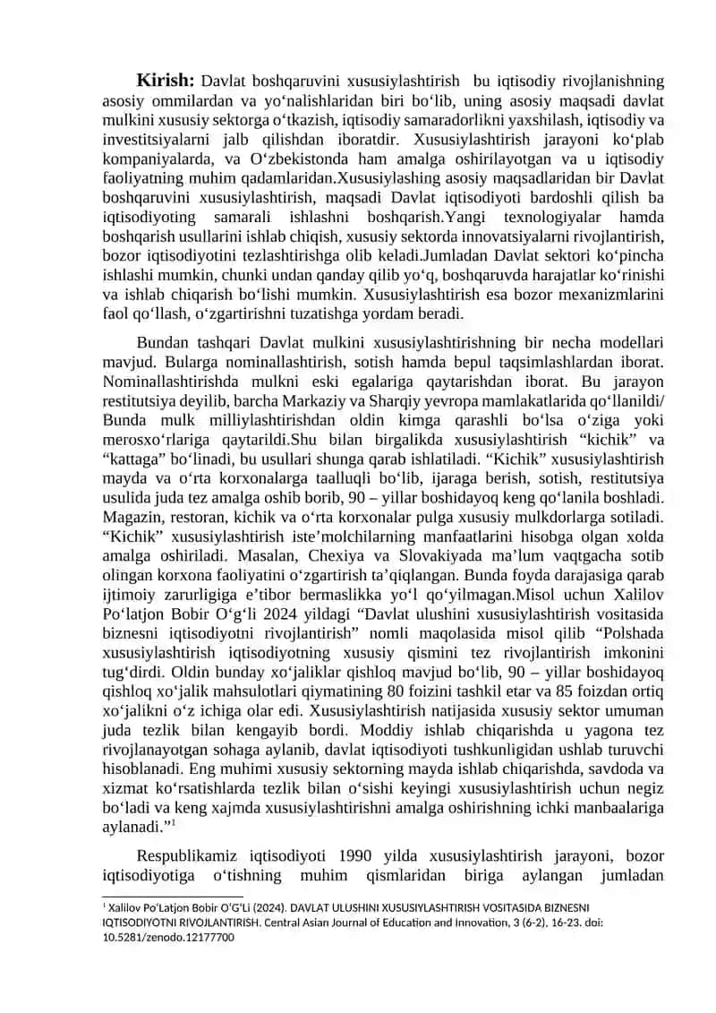 Davlat korxonalarni xususiylashtirishning mamlakat iqtisodiyotga tasiri 2