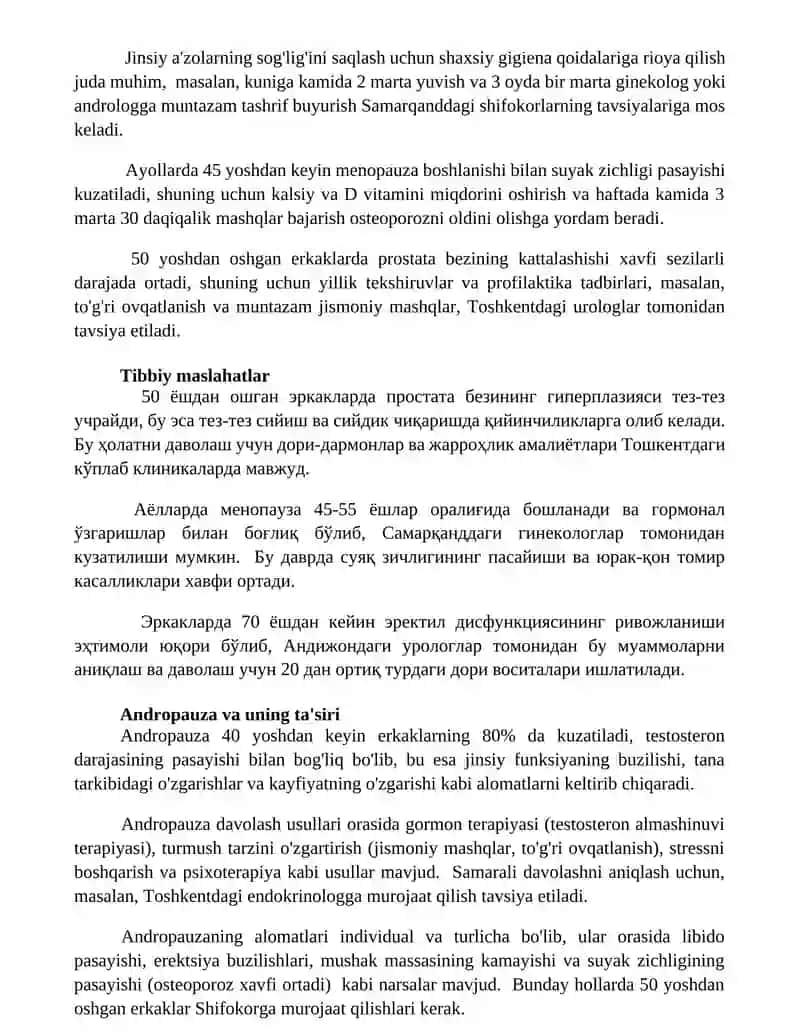 Erkaklar va ayollarning tanosil a'zolari va ularning yoshga qarab o'zgarishi 2