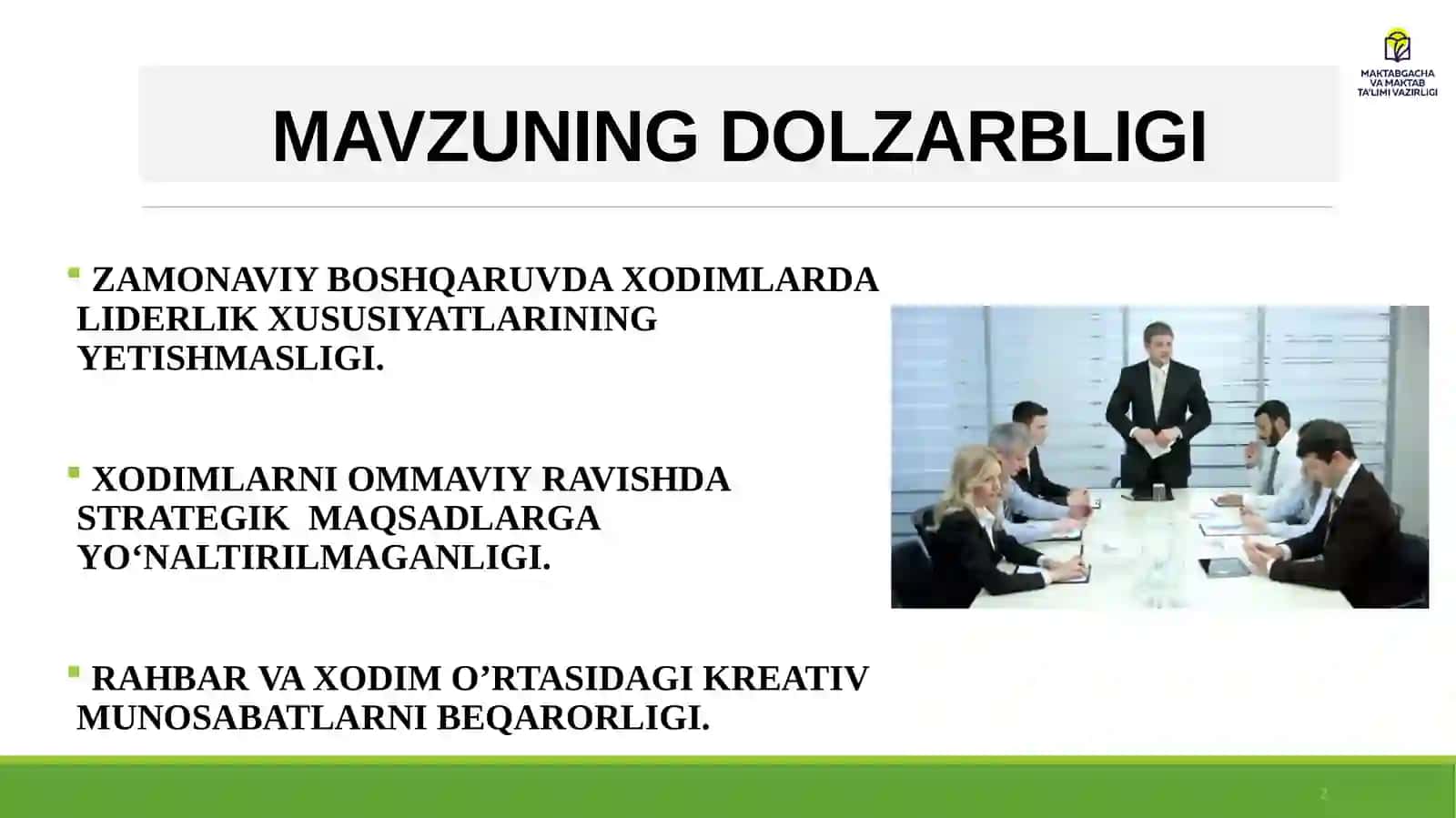 ZAMONAVIY BOSHQARUVDA XODIMLARNING LIDERLIK XUSUSIYATLARINI RIVOJLANTIRISH 2