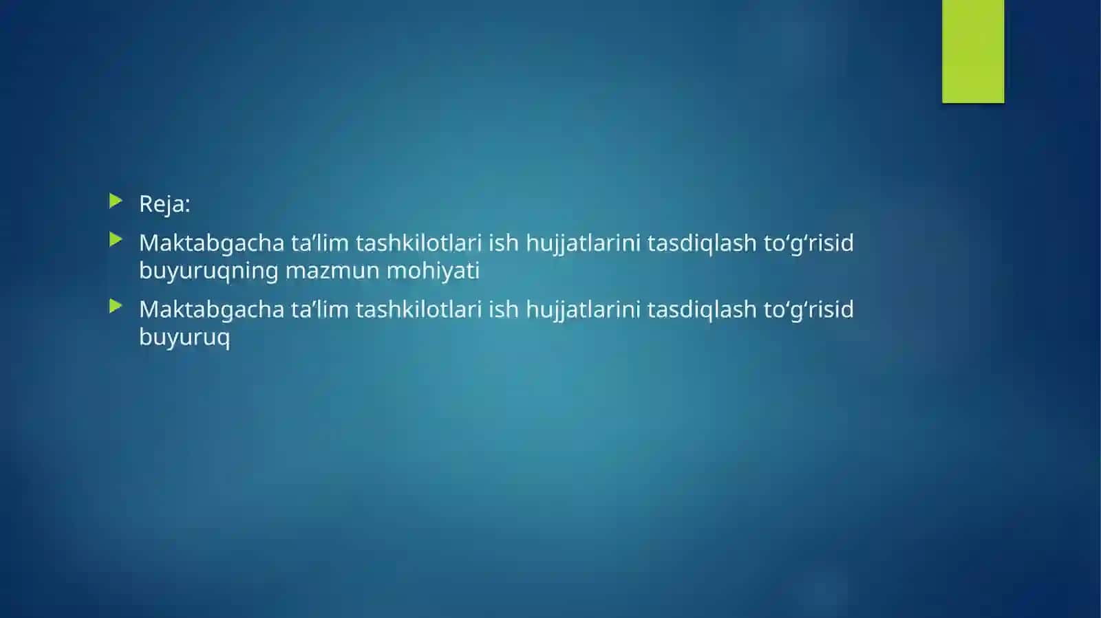 Maktabgacha ta’lim tashkilotining ish hujjatlari 2