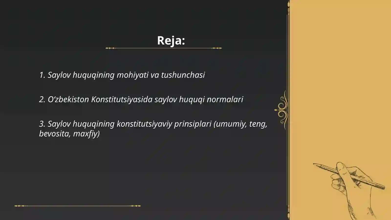 Saylov huquqining konstitutsiyaviy asoslari 2