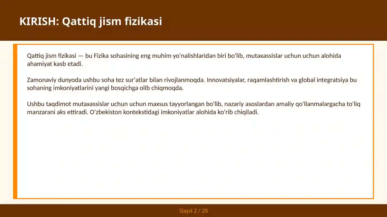 QATTIQ JISM FIZIKASI 2