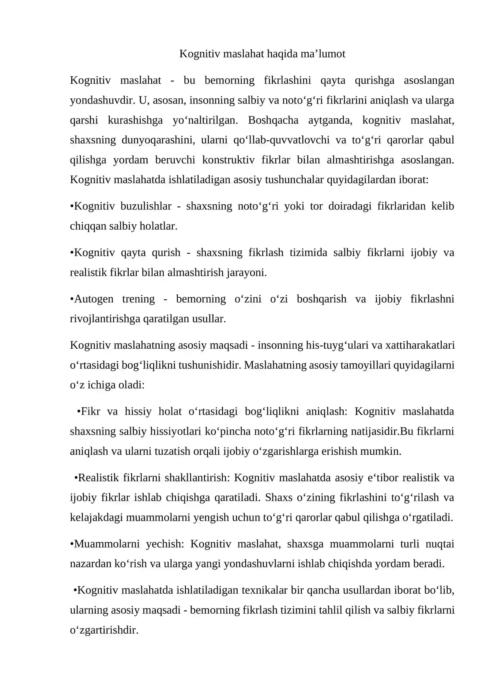 Kognitiv maslahat 2
