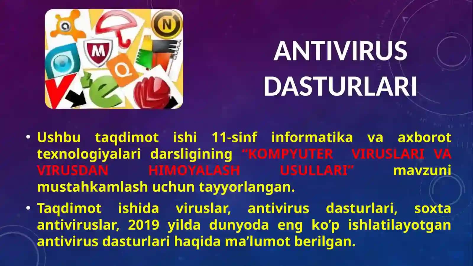 KOMPYUTER VIRUSLARI VA VIRUSDAN HIMOYALASH USULLARI 2