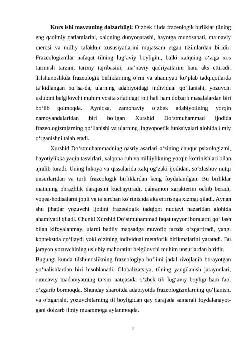 Xurshid Do‘stmuhammad asarlarida frazeologizmlar 2