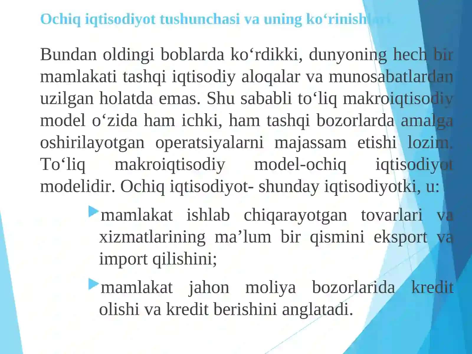 OCHIQ IQTISODIYOTDA MAKROIQTISODIY SIYOSAT 2