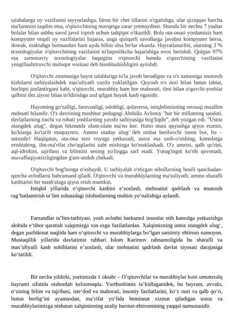 1 oktyabr – ustoz va murabbiylar kuni 2