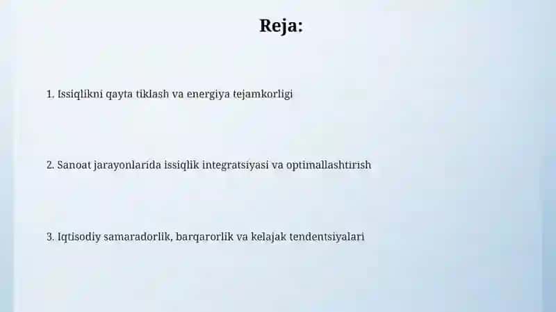 Issiqlikenergiyasidan samarali foydalanish 2