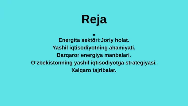 Energetika va Yashil Iqtisodiyot 2