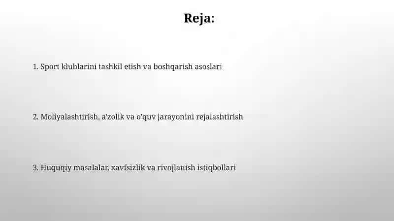 Sport klublarini tashkil etish va boshqarish asoslari 2