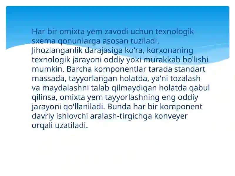Omuxta yem sifatini baxolashda asosiy ko’rsatkichlarni aniqlash. 2