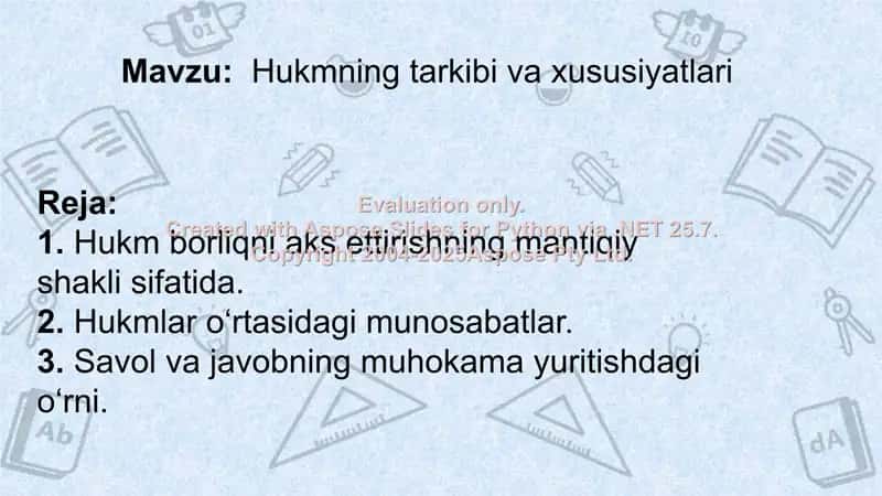 Hukmning Tarkibi va Xususiyatlari 2