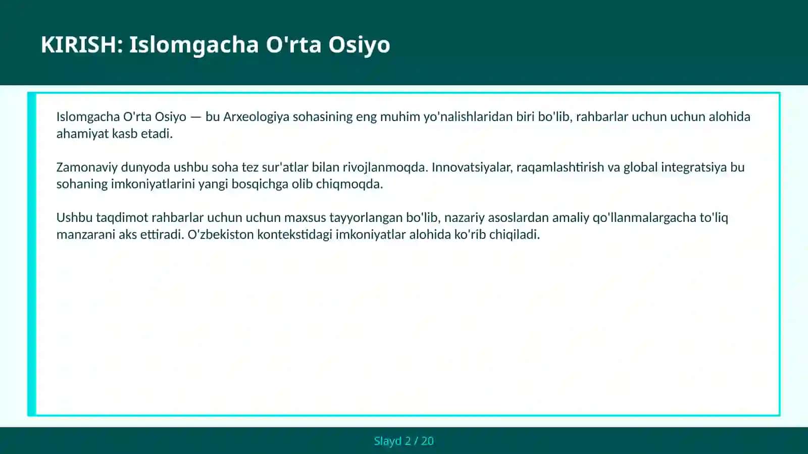 Islomgacha O'rta Osiyo 2