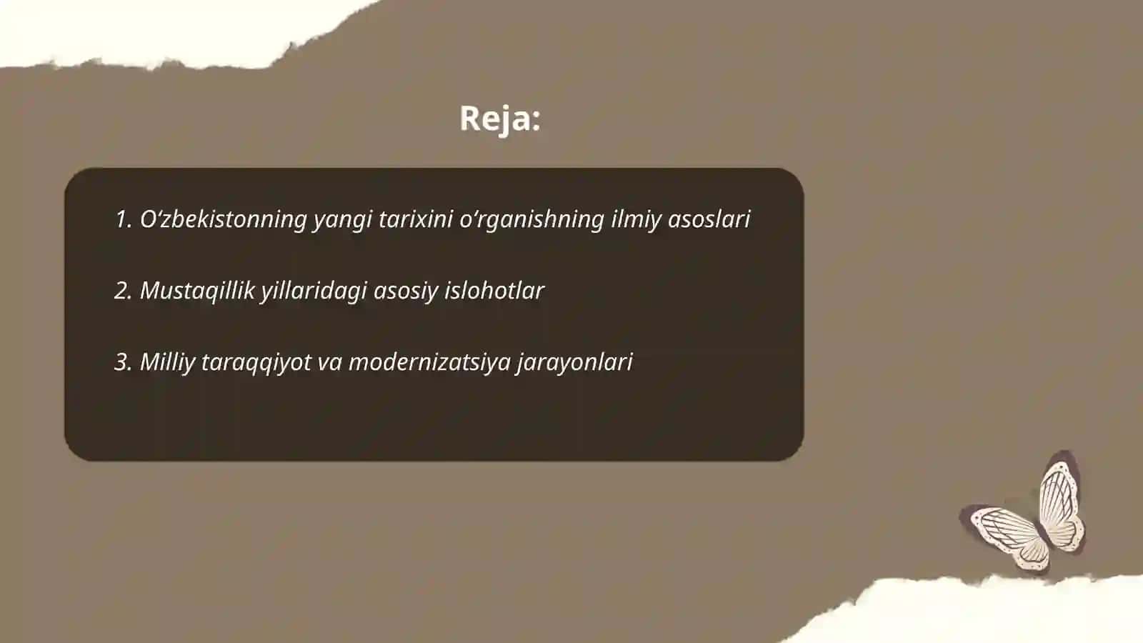 Oʻzbekistonning eng yangi tarixi fanining prinsplari 2