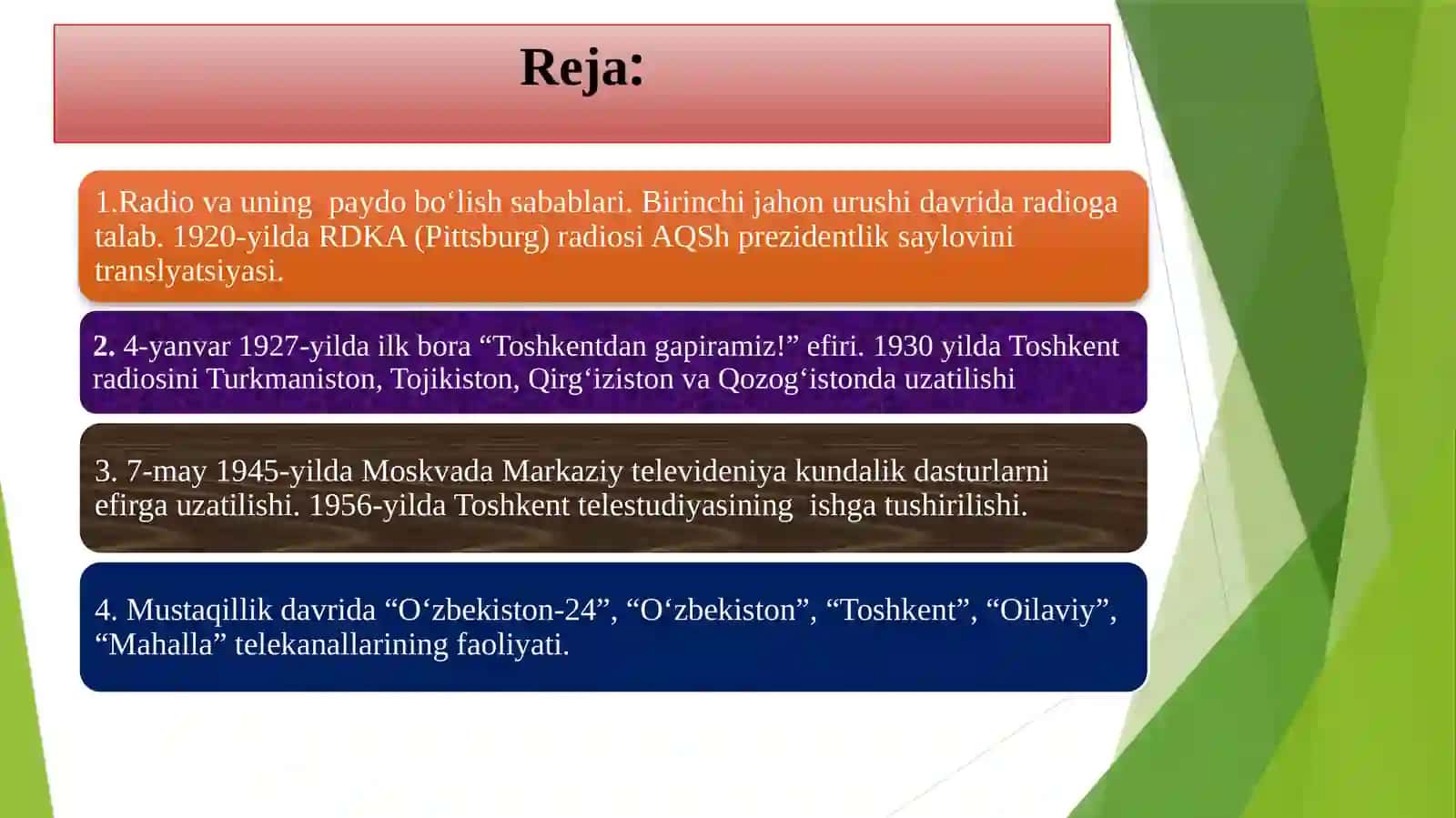 RADIO VA TELEVIDENIYA – TEZKOR VA OMMAVIY AXBOROT VOSITASI SIFATIDA 2