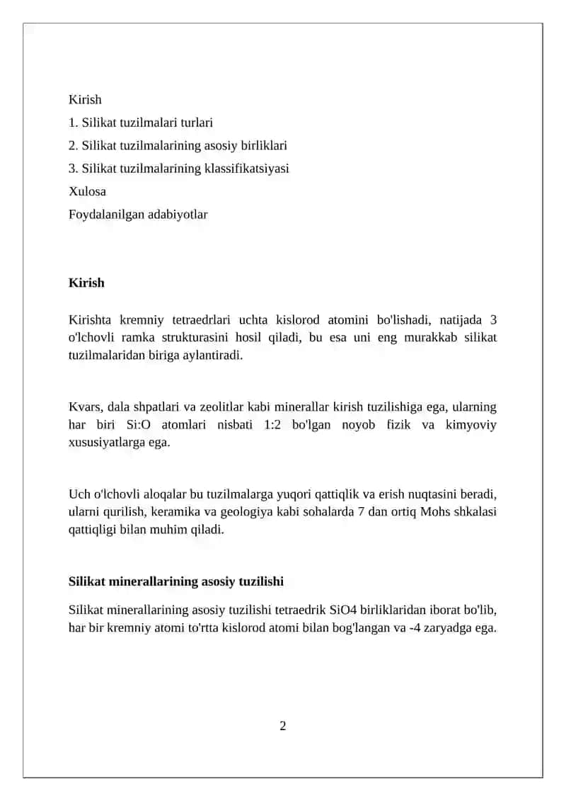 silikatlar strukturalarining turlari 2