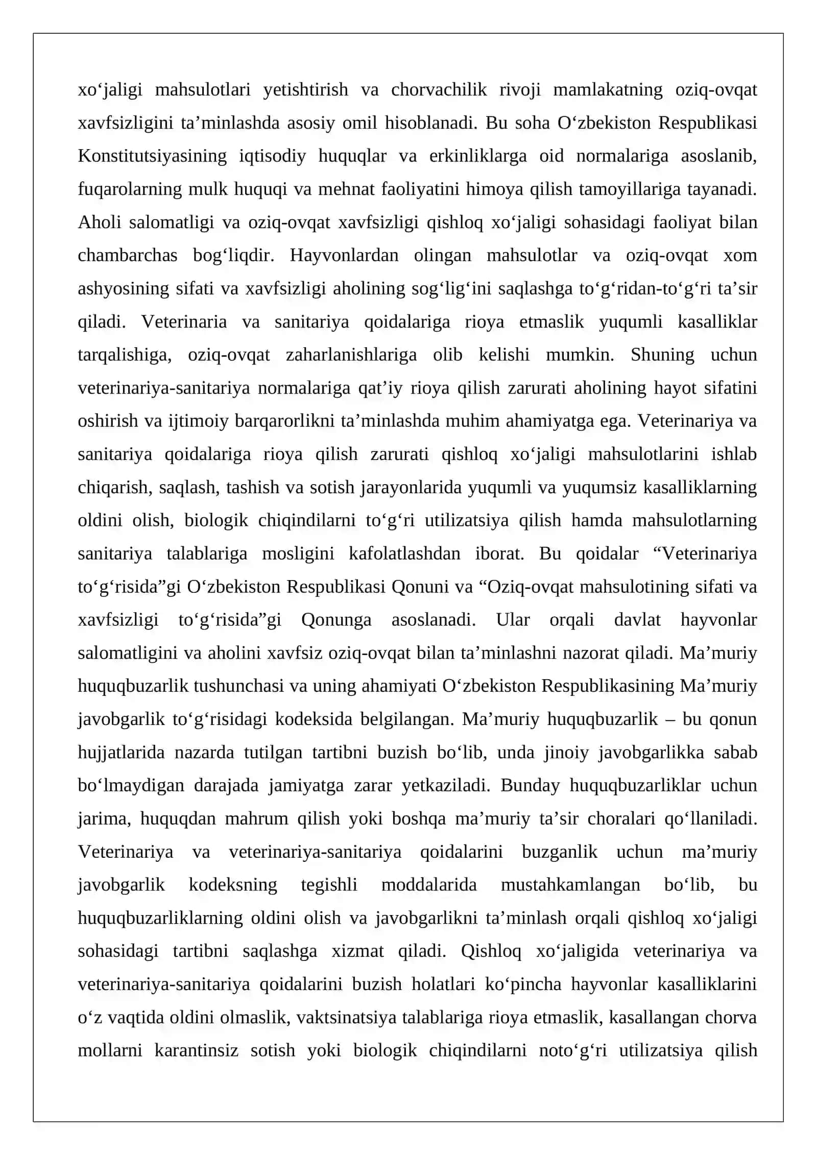 Qishloq xo’jaligidagi huquqbuzarlik, veterinariya, veterinariya-sanitariya qoidalari va normalarini buzganlik sohasidagi ma’muriy huquqbuzarliklar tarkibi 2