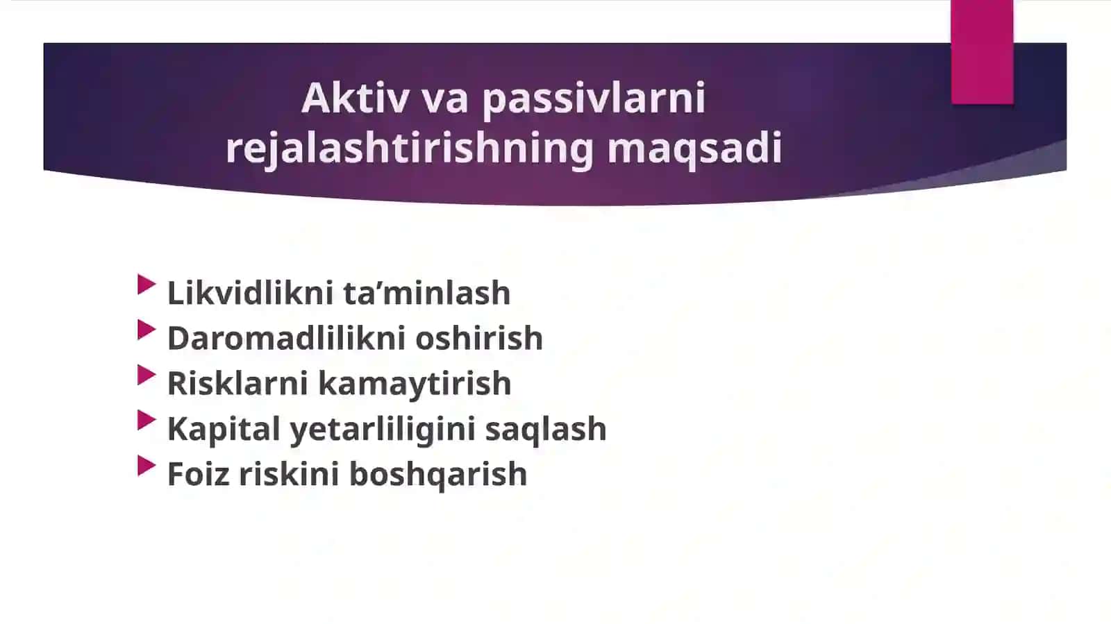 Tijorat banklari aktivlari va passivlarini tezkor va strategik rejalashtirish 2