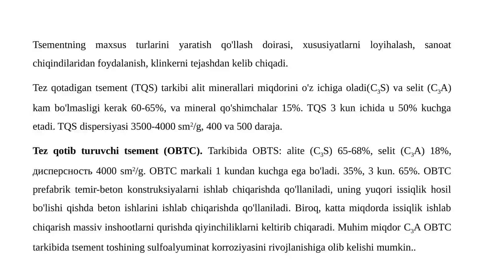 Portlandtsement. Portlandtsementningminerologiktarkibixossalari. Portlandtsementningturlari 2