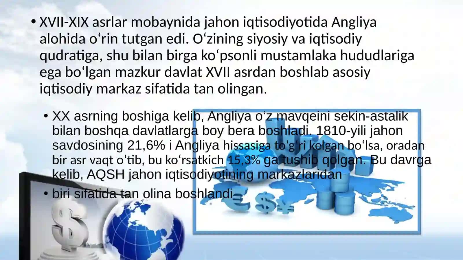 Jahon iqtisodiyoti markazlari va xalqaro integratsiyajarayonlari 2