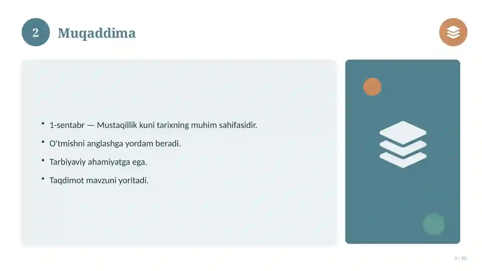 TAQDIMOT: 1-sentabr — Mustaqillik kuni 2