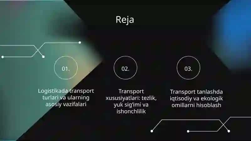 Logistika tizimiga xizmat ko'rsatuvchi transport va uning xususiyatlari 2
