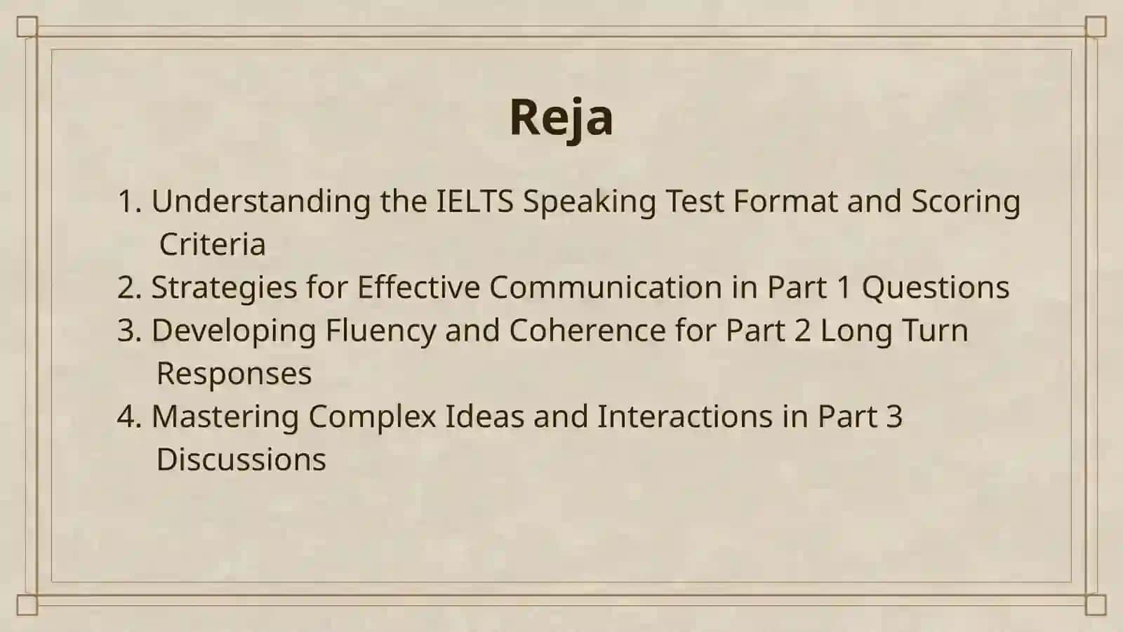 IELTS SPEAKING MOCK 2