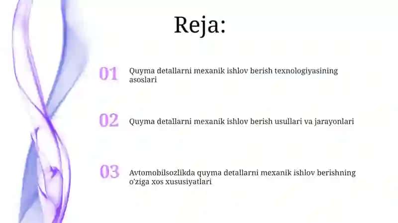 Quyma detallarni mexanik ishlov berish texnologiyasi 2