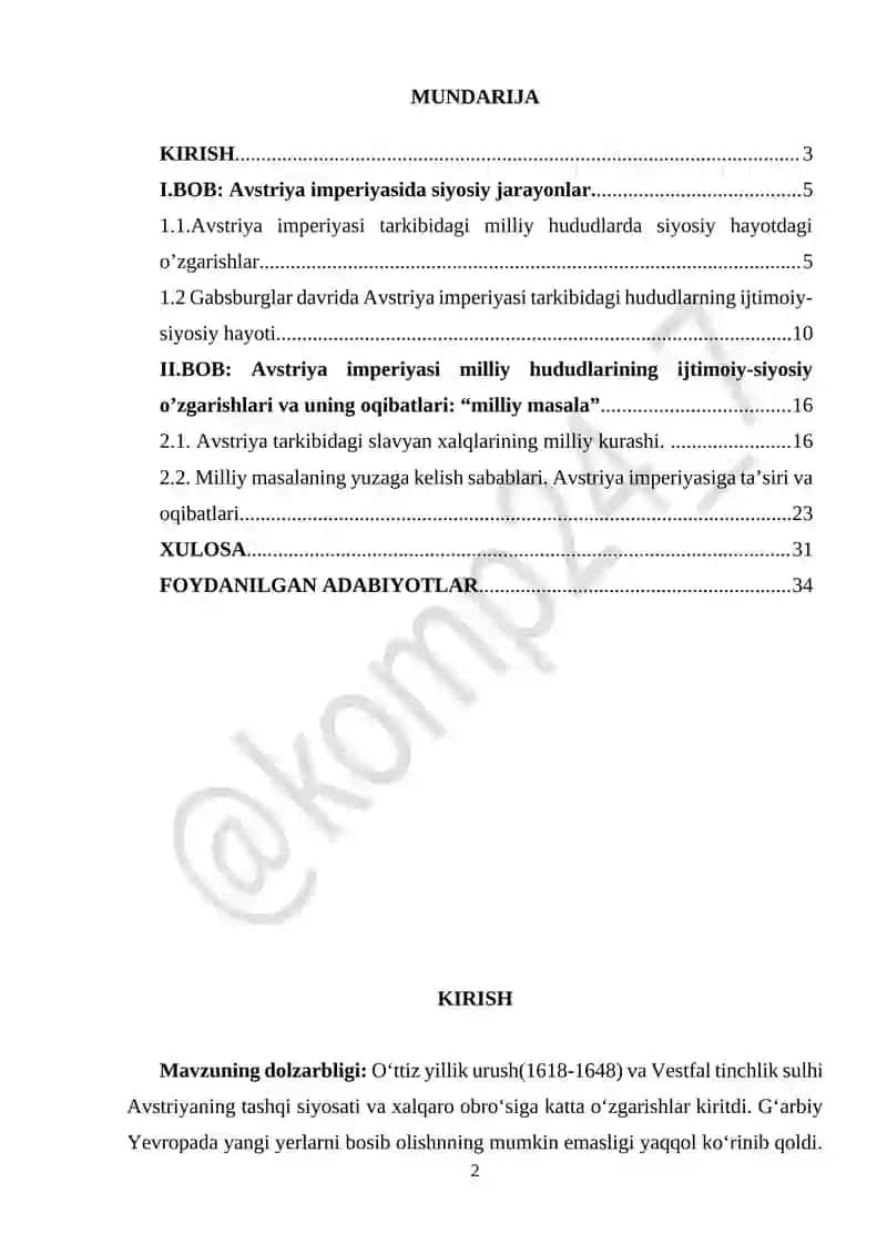 Avstriya imperiyasida milliy masala (XVII asrning ikkinchi yarmi – XVIII asr) 2