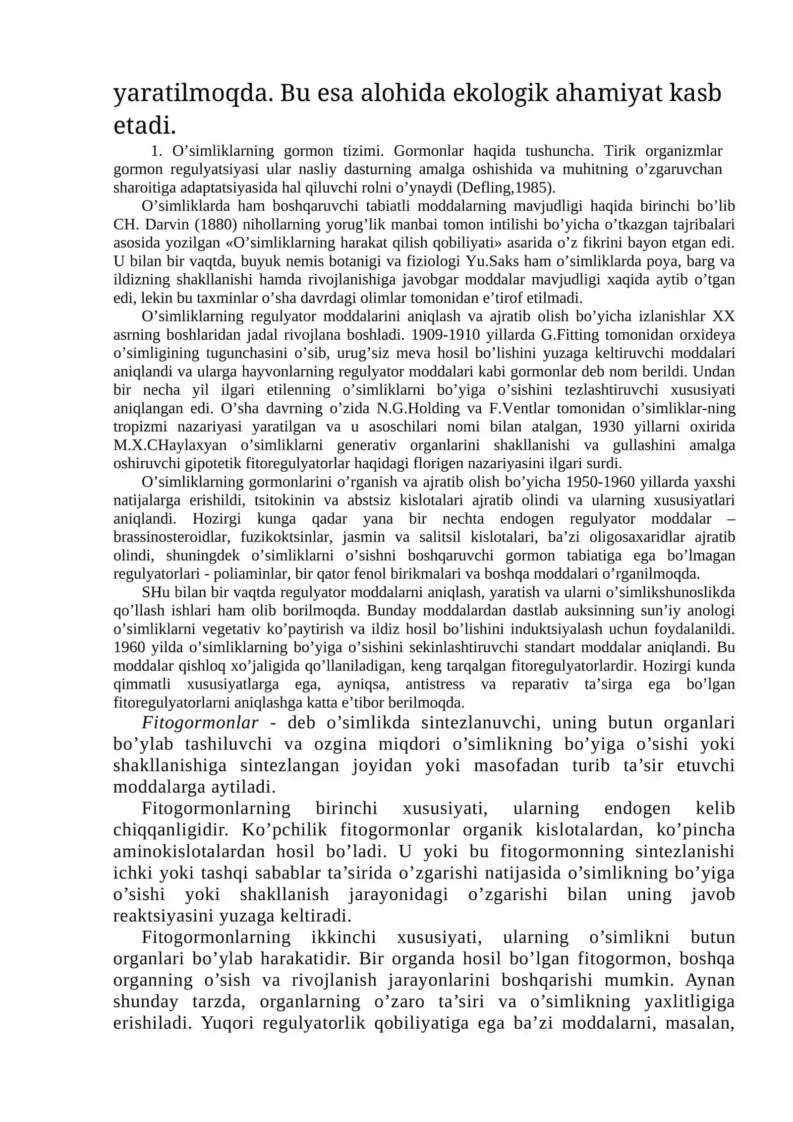 O‘SIMLIKLARNI O‘SISHI VA RIVOJLANISHINI BOSHQARUVCHI MODDALAR 2