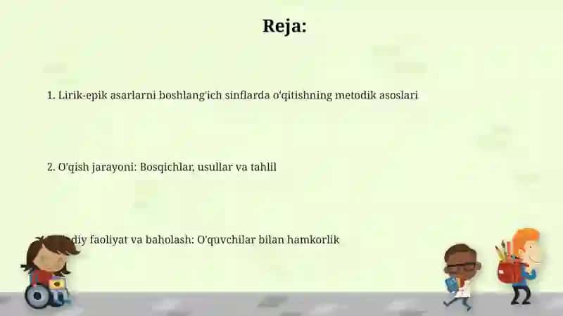 Lirik-epik asarlar ustida ishlash uchun metodik tavsiyalar 2