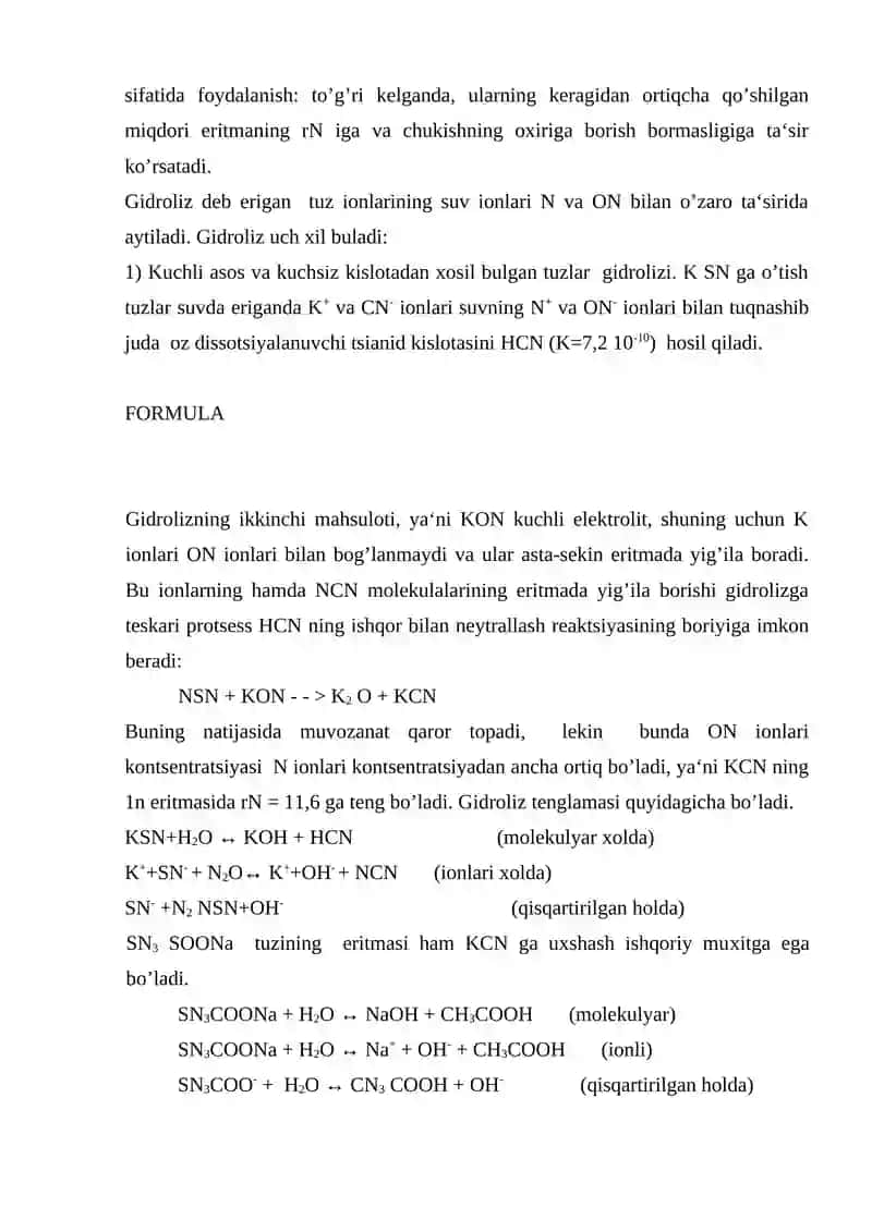 Tuzlar gidrolizi 2