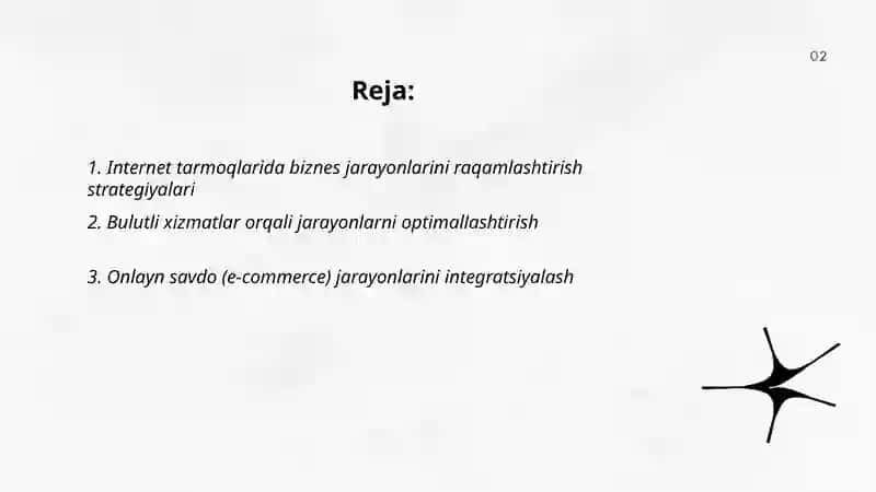 Internet tarmoqlarida biznes jarayonlarini rivojlantrish 2