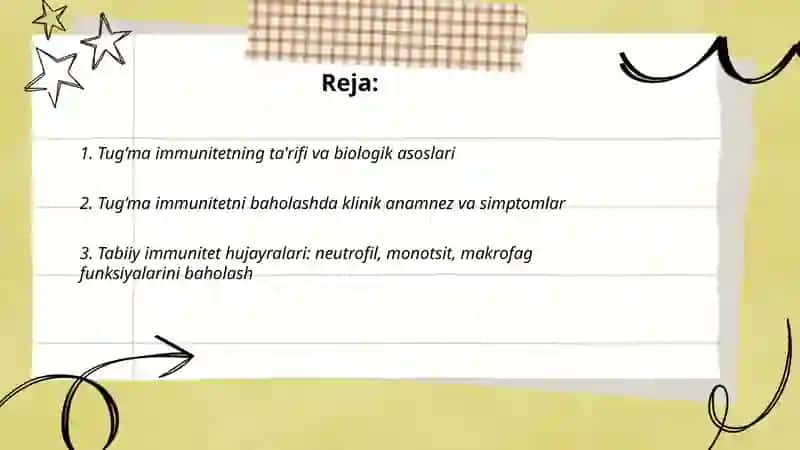 Tug’ma immunitetni baholash 2