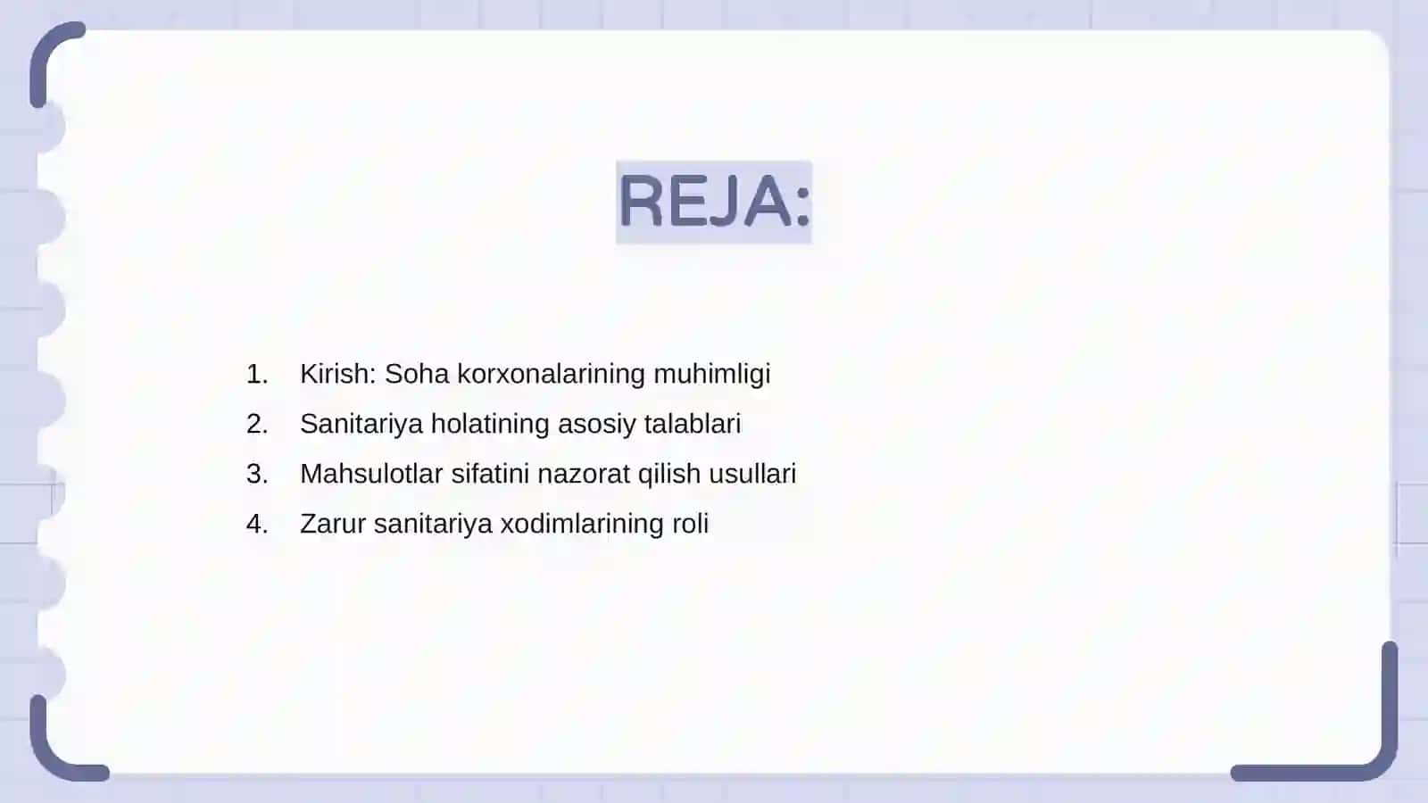 Soha korxonalarining sanitariya holati va mahsulotlar sifatining nazorati 2