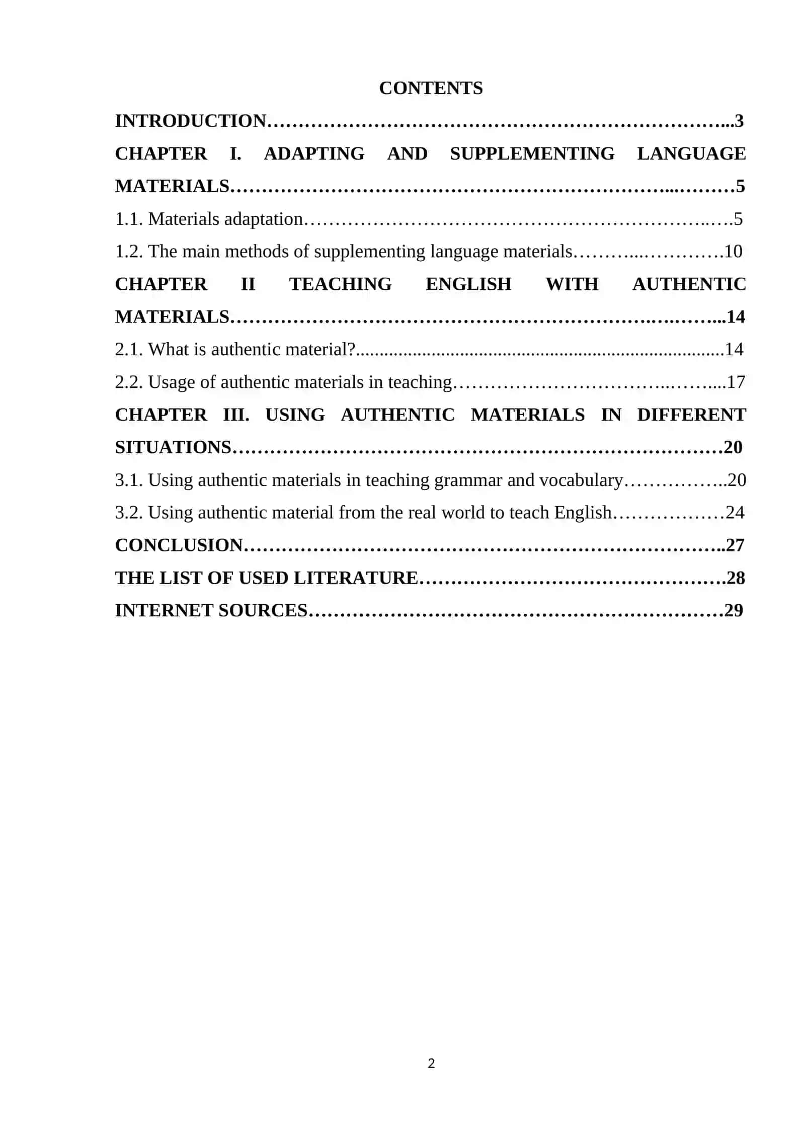 COURSE WORK: ADAPTING AND SUPPLEMENTING MATERIALS IN TEACHING FOREIGN LANGUAGES 2