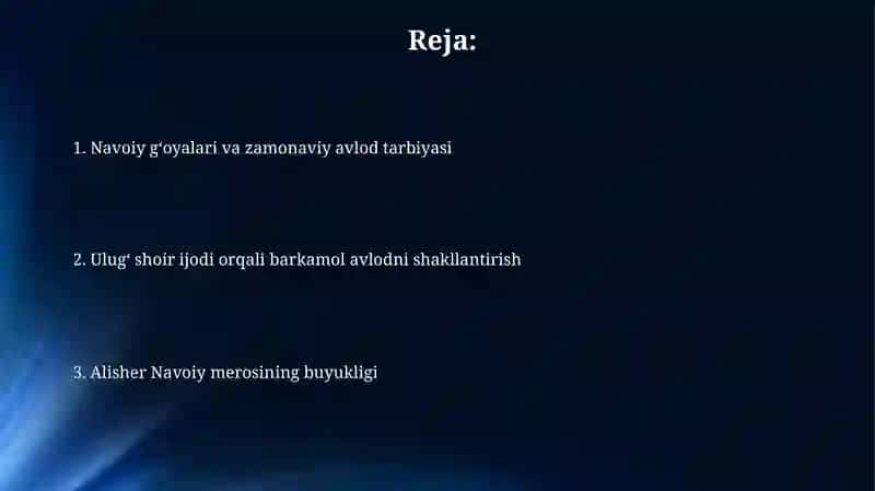 Mavzu: Alisher Navoiyning ijodiy merosi targ'iboti-barkamol avlod tarbiyasi asosi sifatida 2