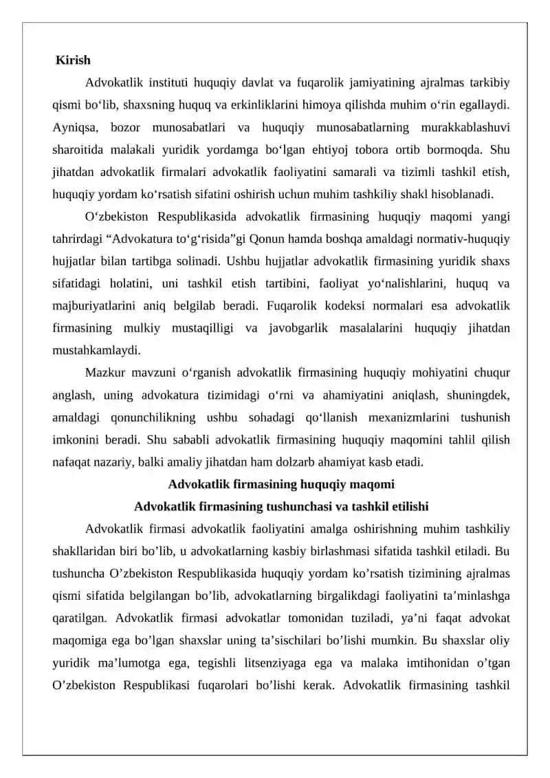 Advokatlik firmasining huquqiy maqomi 2