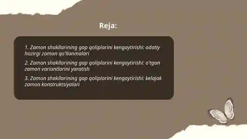 Zamon shakllarining gap qoliplarini kengaytirishi 2
