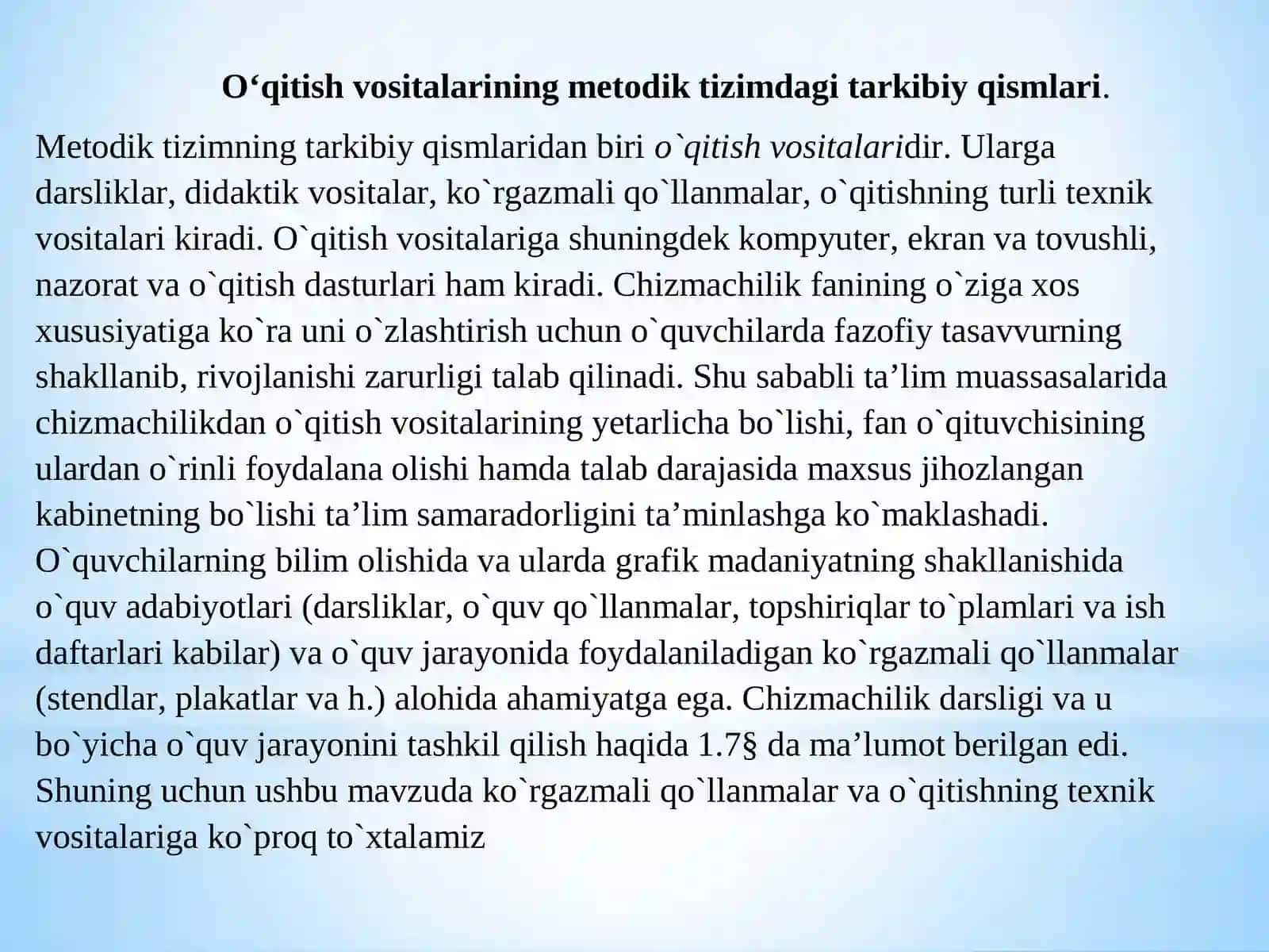 O’qitish vоsitalari va ko`rgazmali qo`llanmalar 2
