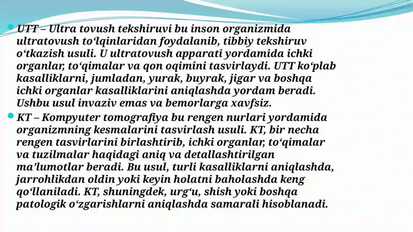 Jigar va o‘t qopi UTT tekshiruvi. KT (kompyutertomografiya) 2