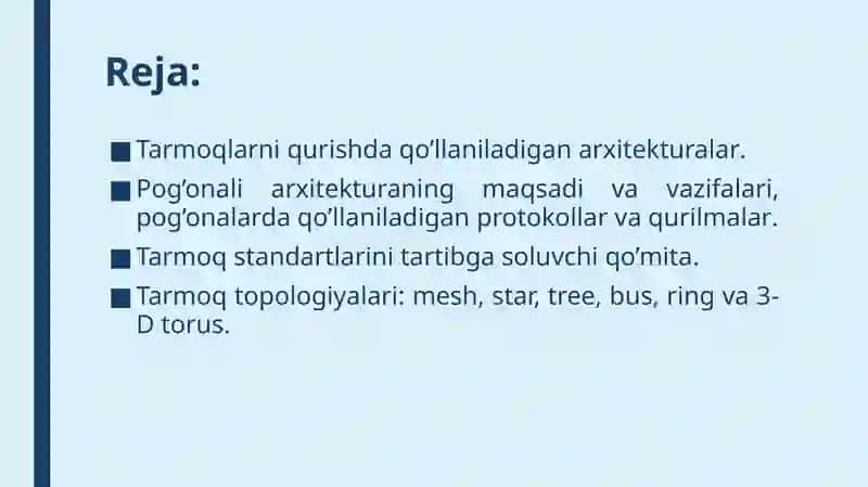 Tarmoq arxitekturalari 2