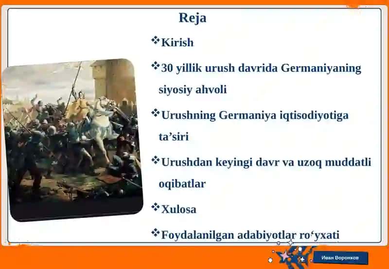 30 yillik urushning Germaniya siyosiy-iqtisodiy hayoti gata’siri 2